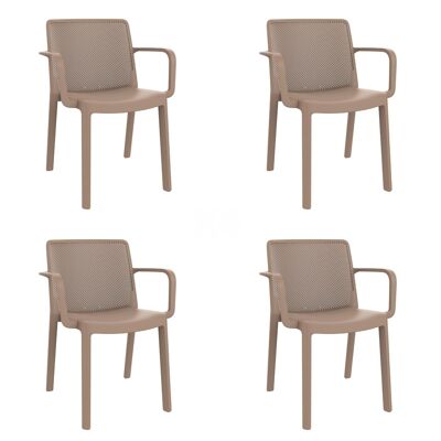 SET 4 CHAIR WITH ARMS FRESH SAND VT21233