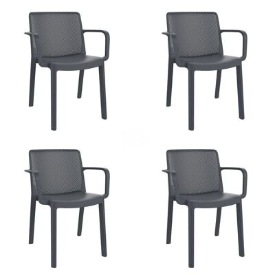 SET 4 CHAIR WITH ARMS FRESH DARK GRAY VT21235