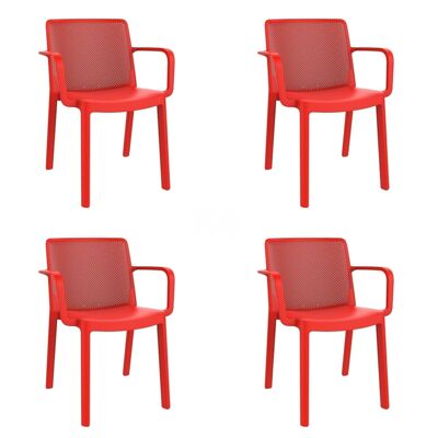 SET 4 CHAIR WITH ARMS FRESH RED VT21236