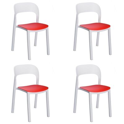 SET 4 SILLA ONA BLANCA ASIENTO ROJO VT21247