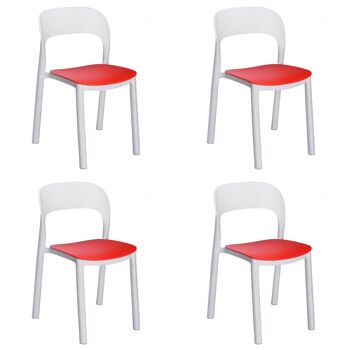 SET 4 CHAISE ONA BLANCHE ASSISE ROUGE VT21247 1