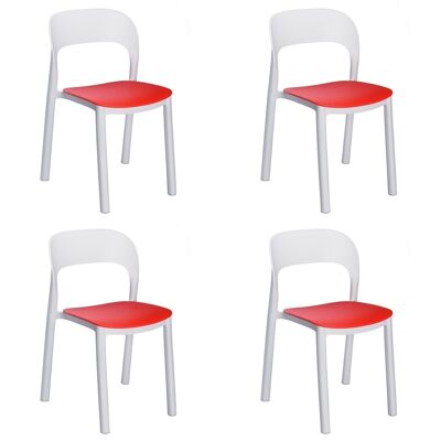 SET 4 WHITE ONA CHAIR RED SEAT VT21247