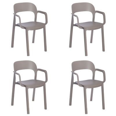 SET 4 CHAIR WITH ARMS ONA CHOCOLATE CHOCOLATE SEAT VT21250