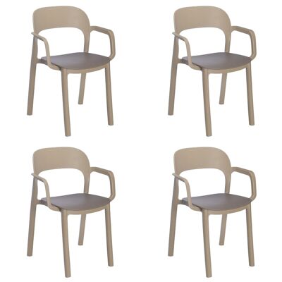 SET 4 CHAIR WITH ARMS ONA SAND CHOCOLATE SEAT VT21251