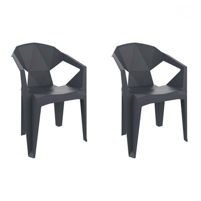 SET 2 ARMCHAIRS DELTA DARK GRAY VT21310