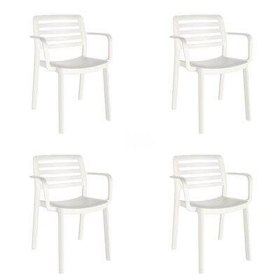 SET 4 CHAIR WITH ARMS WIND WHITE VT21327
