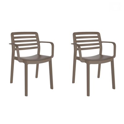 SET OF 2 CHAIRS WITH ARMS WIND DARK GRAY VT21330