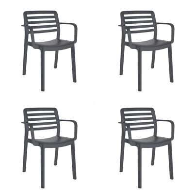 SET 4 SILLA CON BRAZOS WIND GRIS OSCURO VT21331