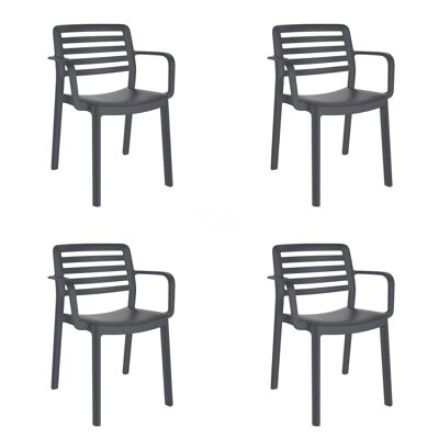 SET 4 CHAIR WITH ARMS WIND DARK GRAY VT21331
