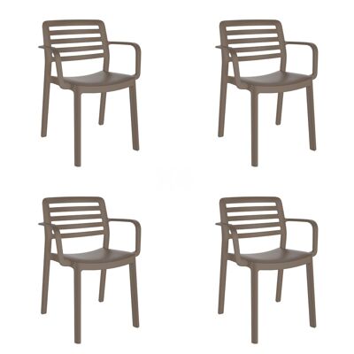 SET 4 CHAIR WITH ARMS WIND CHOCOLATE VT21333