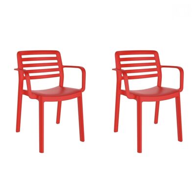 SET 2 CHAIRS WITH ARMS WIND RED VT21334