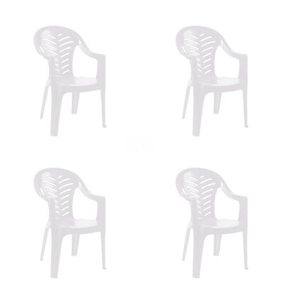 garbar PALMA Set 4 Stuhl mit Armlehnen innen, außen weiß