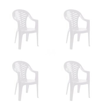 garbar PALMA Set 4 Chaises Avec Accoudoirs Intérieur, Extérieur Blanc 1