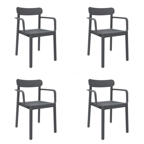 garbar ELBA Set 4 Silla Con Brazos Interior, Exterior Gris Oscuro