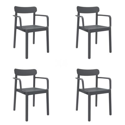 garbar ELBA Set 4 Silla Con Brazos Interior, Exterior Gris Oscuro