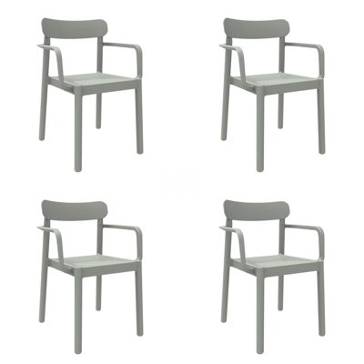 garbar ELBA Set 4 Silla Con Brazos Interior, Exterior Gris Verdoso