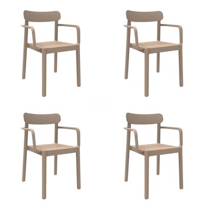 SET 4 CHAIR WITH ARMS ELBA SAND VT21452
