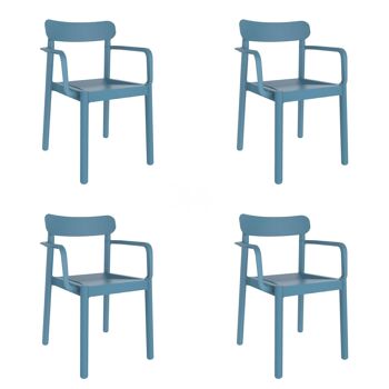 SET 4 CHAISE AVEC ACCOUDOIRS ELBA RETRO BLEU VT21453 1