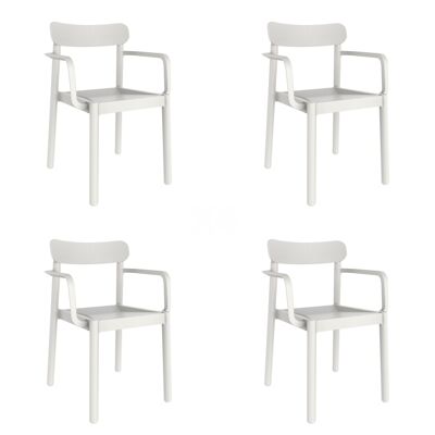 SET 4 CHAIR WITH ARMS ELBA WHITE VT21454