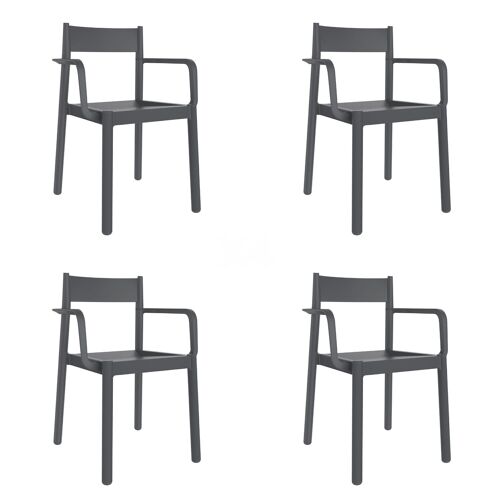 SET 4 SILLA CON BRAZOS DANNA GRIS OSCURO VT21460