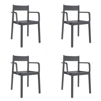 SET 4 SILLA CON BRAZOS DANNA GRIS OSCURO VT21460