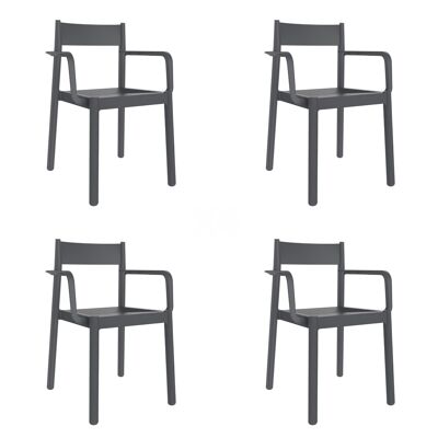 SET 4 CHAIR WITH ARMS DANNA DARK GRAY VT21460