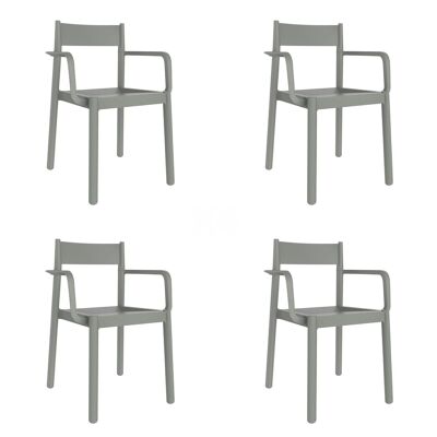 SET 4 SILLA CON BRAZOS DANNA GRIS VERDOSO VT21461