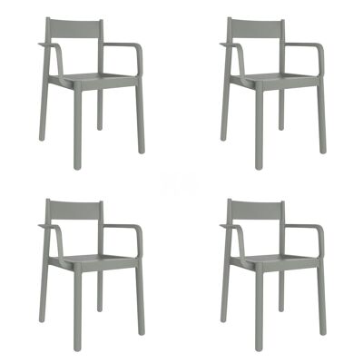 SET 4 CHAIR WITH ARMS DANNA GRAY GREEN VT21461