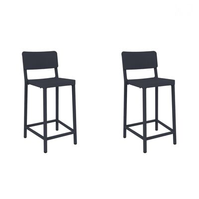 SET 2 LISBOA STOOL MEDIUM DARK GRAY VT21482