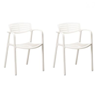 SET 2 CHAIR WITH ARMS TOLEDO AIRE WHITE VT21644