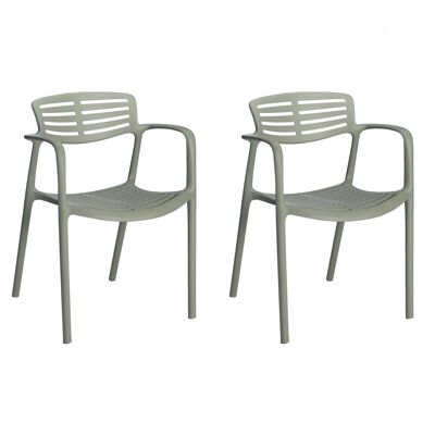 SET 2 CHAIR WITH ARMS TOLEDO AIRE GRAY GREEN VT21645