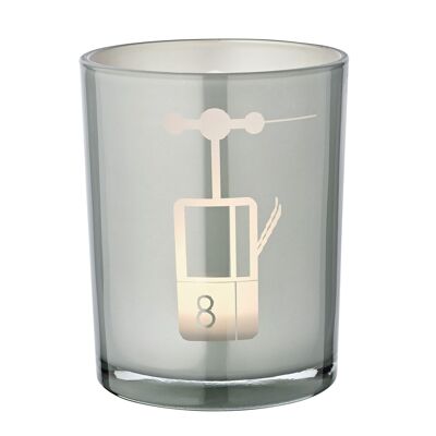 Wind light lift (height 13 cm, ø 10 cm) in grey, wind light with a sporty ski lift motif