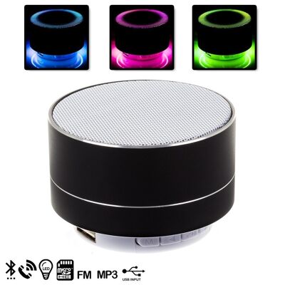 Altavoz bluetooth metálico con manos libres y luz led DMT114BLACK