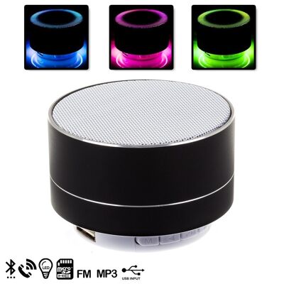 Haut-parleur Bluetooth métallique avec mains libres et lumière LED DMT114BLACK