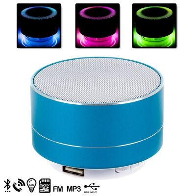 Metallic bluetooth speaker with hands-free and led light DMT114BLUE