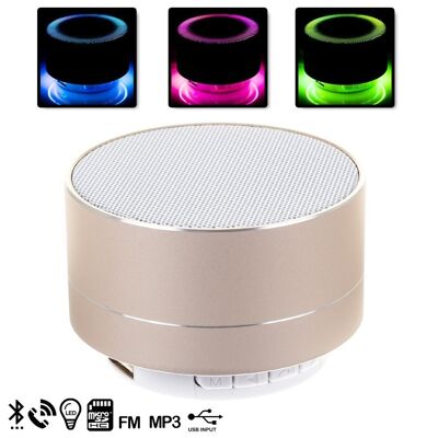 Metallic bluetooth speaker with hands-free and led light DMT114GOLD