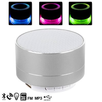 Metallischer Bluetooth-Lautsprecher mit Freisprecheinrichtung und LED-Licht DMT114SILVER