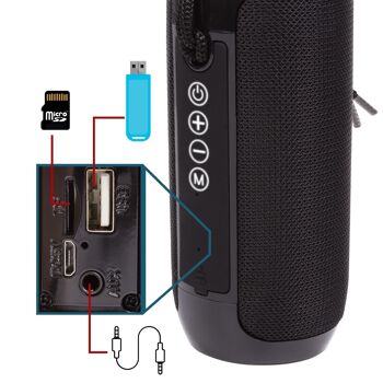 Haut-parleur portable Bluetooth 5.0 TG-117. Lecteur USB, micro SD, radio FM et mains libres. Entrée auxiliaire jack 3,5 mm. DMAF0066C00 3