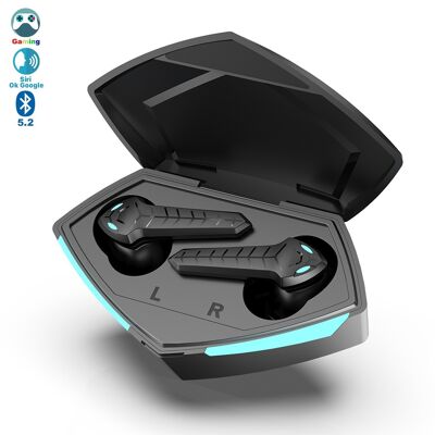 Cuffie da gioco P36 TWS, Bluetooth 5.2. Batteria fino a 5 ore di durata. Base di ricarica con luci led RGB. Controllo touch. DMAL0057C00