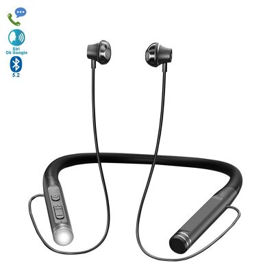 K12 Sport Neckband Headphones. Bluetooth 5.2 magnetic headphones, led light, 15 hours of battery. DMAK0639C00