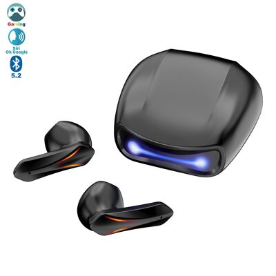 R05 TWS headphones, Bluetooth 5.2. Charging base RGB led lights. Touch control of music playback and calls. DMAL0054C00