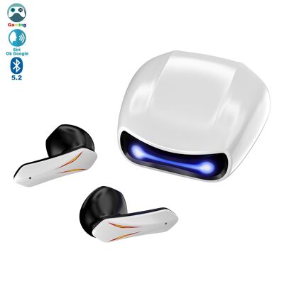 R05 TWS headphones, Bluetooth 5.2. Charging base RGB led lights. Touch control of music playback and calls. DMAL0054C01