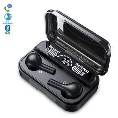 Auriculares TWS BTH-278 Bluetooth 5.0, control táctil. Base de carga con pantalla led, 2000mAh con función powerbank. DMAG0032C00