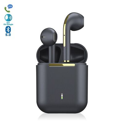 TWS J18 Bluetooth 5.0 headphones, touch controls, 300mAh charging base. DMAF0004C00