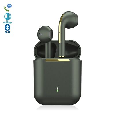 TWS J18 Bluetooth 5.0 headphones, touch controls, 300mAh charging base. DMAF0004C27