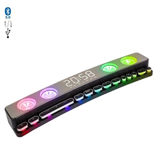 Barra de sonido SH39 Bluetooth 5.0 con teclas mecánicas, pantalla y luz RGB. Batería de 3600mAh. Gaming, home cinema. DMAG0214C00