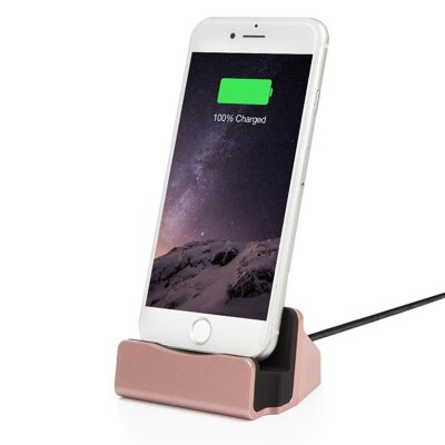 BASE DE RECHARGE POUR Iphone 5/6/7/8/X LIGHTNING 8 BROCHES AVEC CABLE DMS074CGOLDROSE