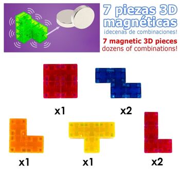 Blocs de construction magnétiques 3D multicolores, jeu d'intelligence et d'adresse. Niveau facile, 7 pièces. DMAG0003C91 2