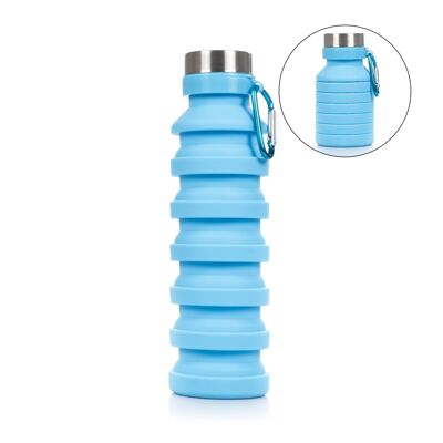 Botella deportiva plegable de silicona. 470 a 550ml, libre de BPA, tapón de rosca de acero inoxidable. DMAG0134C30