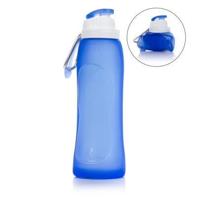 Botella plegable enrollable de 500ml, de silicona de grado alimenticio. Con mosquetón. DMAG0139C30